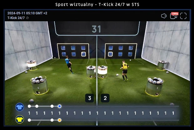 T-Kick 24/7 dostępny w ofercie bukmachera STS to sport wirtualny zajmujący 2 miejsce w rankingu T-Kick 24/7 w STS (sport wirtualny)