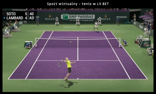 6 miejsce w rankingu sportów wirtualnych należy do tenisa, który znaleźć możemy u bukmachera LV BET tenis w LV BET (sport wirtualny)