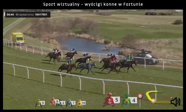 Wyścigi konne dostępne w Fortunie zajmują 8 miejsce wśród najlepszych sportów wirtualnych dostępnych u bukmacherów w Polsce wyścigi konne w Fortunie (sport wirtualny)