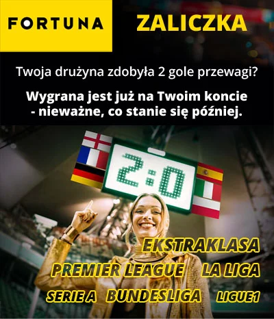 Promocja „Zaliczka" daje Ci wygraną już w momencie, gdy Twój faworyt prowadzi 2 bramkami - nawet jeśli ostatecznie zremisuje lub przegra. Fortuna - Zaliczka
