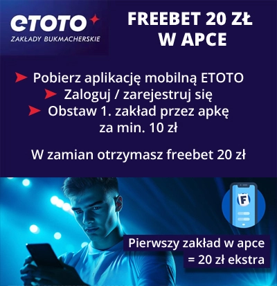 ETOTO - freebet 20 zł w apce