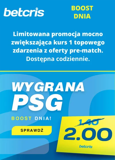 Boosty kursowe dostępne są w Betcris m.in. w ofercie Boost Dnia Betcris - Boost Dnia