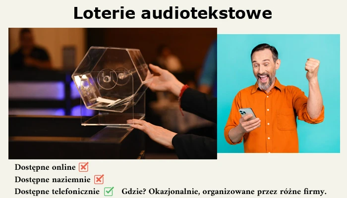 Loterie audiotekstowe to gry, w których uczestnictwo odbywa się poprzez płatne połączenia telefoniczne lub SMS. loterie audiotekstowe