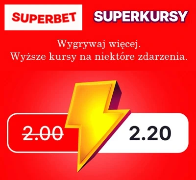 Bukmacher Superbet oferuje bardzo atrakcyjne kursy na niektóre zdarzenia ze swojej oferty sportowej. Warto sprawdzać na co danego dnia kursy zostały podwyższone Superbet - Superkursy