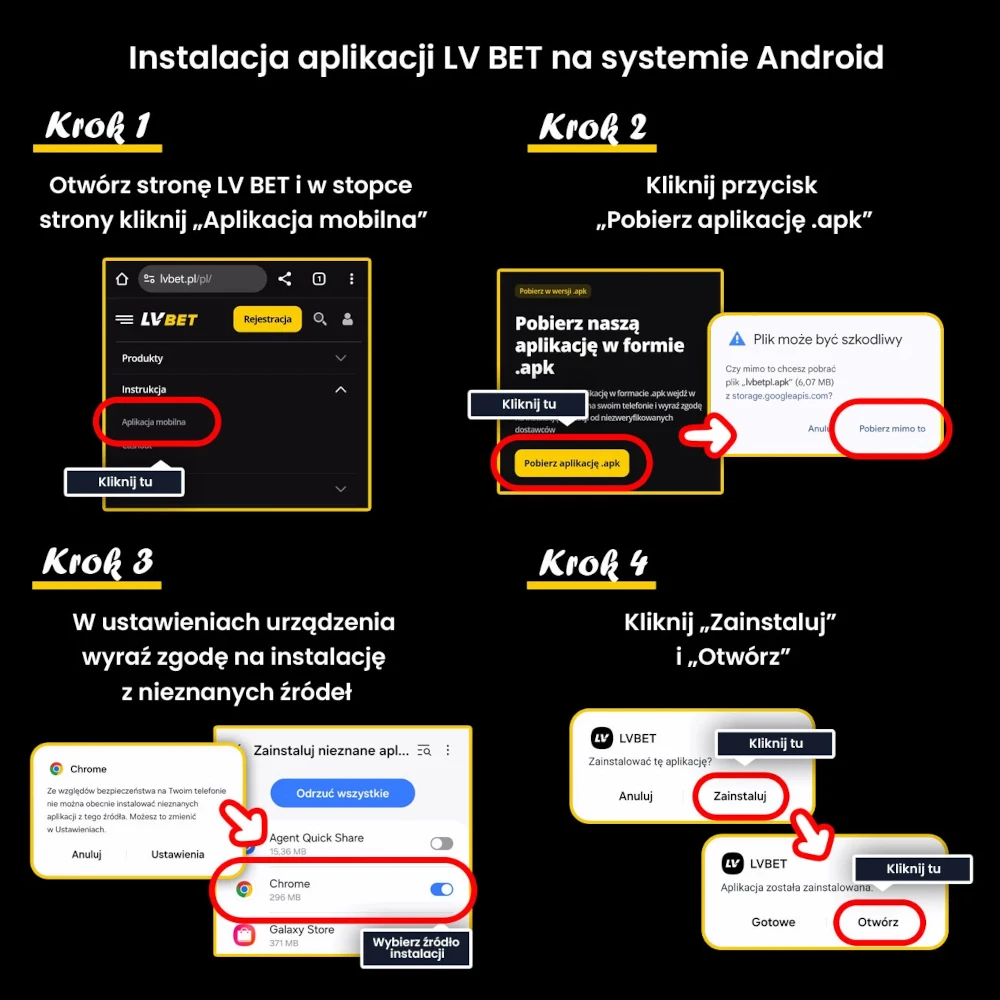 LV BET aplikacja - instrukcja instalacji