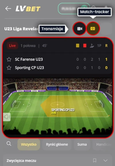 LV BET aplikacja - match-tracker live
