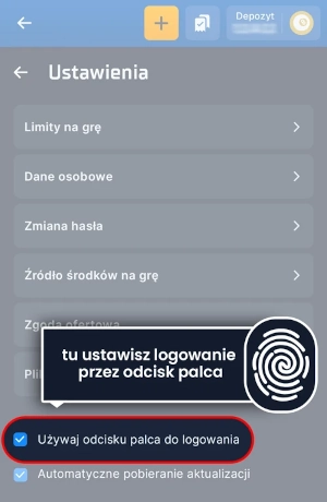 STS aplikacja - logowanie biometryczne