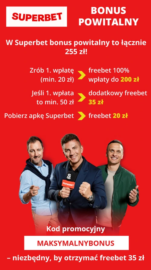 W Superbet bonus powitalny obejmuje 3 różne freebety Superbet bonus