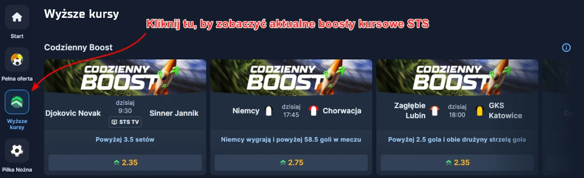 STS - kursy, codzienny boost