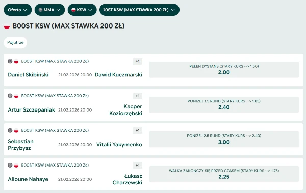 Dobre opinie o Betfan dotyczą m.in. oferty na MMA Betfan - kursy na MMA, boosty
