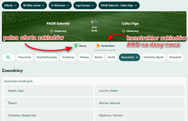 Betbuilder Betfan to świetne narzędzie dostępne dla wielu meczów np. piłki nożnej Betfan - oferta zakładów na piłkę nożną, betbuilder