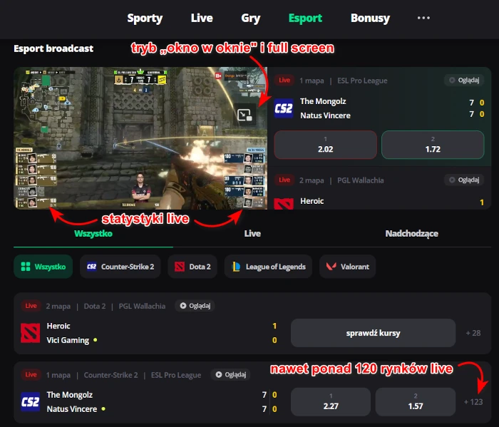 LV BET - oferta na e-sport live