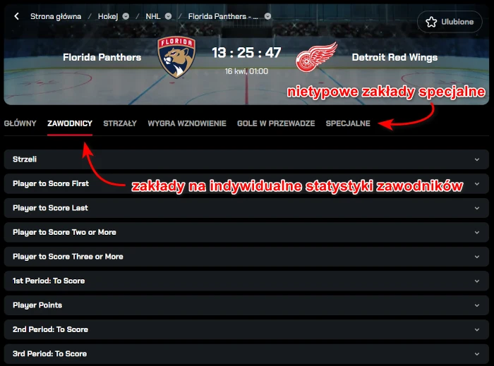 Betters - zakłady na hokej na lodzie NHL