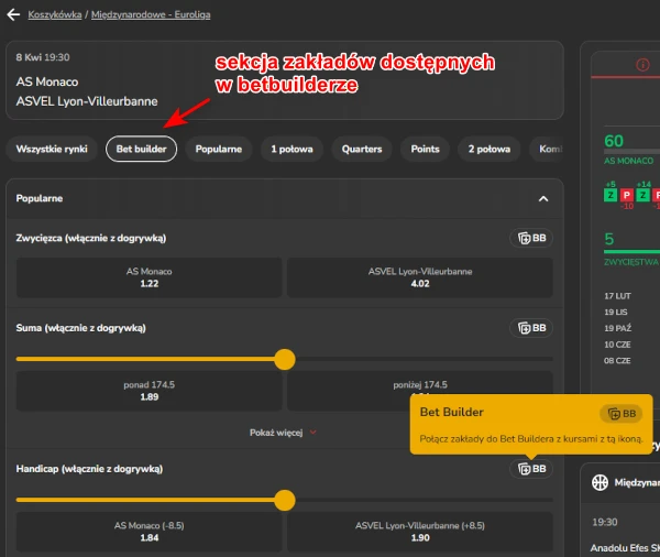PZBuk - oferta zakładów betbuilder na koszykówkę