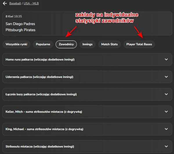 PZBuk - zakłady na baseball, MLB