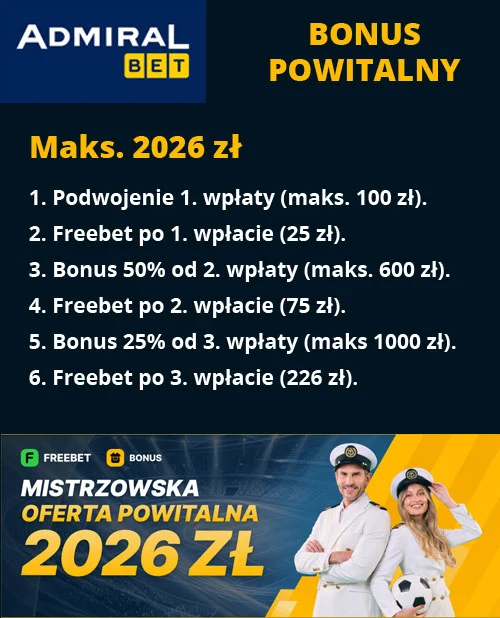 AdmiralBet bonus powitalny