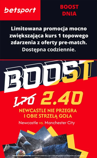 Promocja Betsport „Boost Dnia" to zwiększony kurs na topowe wydarzenie sportowe Betsport - Boost Dnia