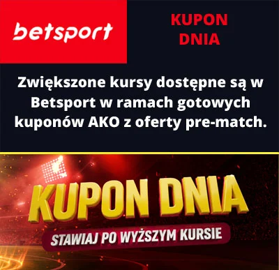 Boosty kursowe dostępne są w Betsport także dla gotowych kuponów AKO Betsport - Kupon Dnia