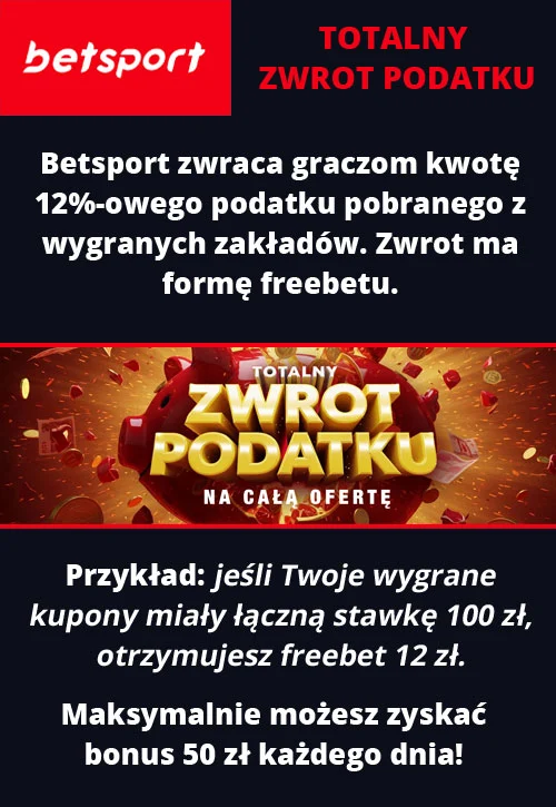 Betsport oferuje nietypową grę „bez podatku" Betsport - Totalny Zwrot Podatku