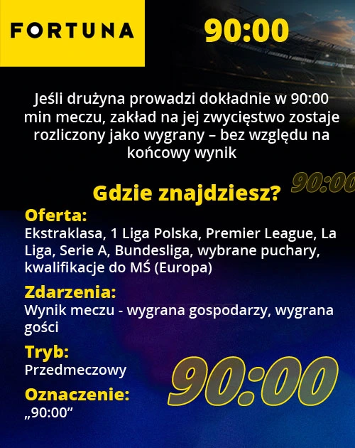 Fortuna - promocja 90:00 Safebet