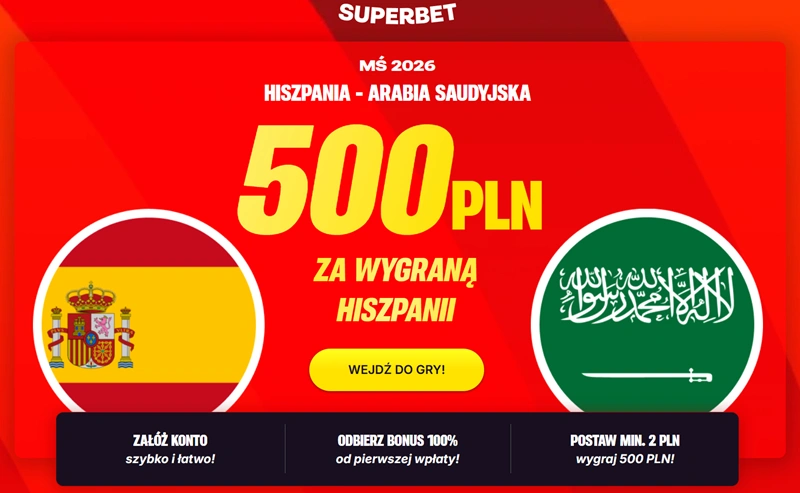 Mundial 2026 - bukmacher Superbet z promocją powitalną