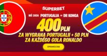 Superbet kod promocyjny – 400 zł za wygraną Portugalii z DR Kongo + 50 zł za każdego gola Ronaldo