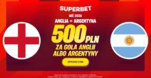 Superbet kod promocyjny – 500 zł bonus za gola Anglii lub Argentyny Superbet bonus: Anglia - Argentyna