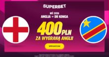 Superbet kod promocyjny – 400 zł bonus za wygraną Anglii z DR Konga Superbet bonus: Anglia - DR Konga