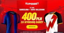 Superbet kod bonusowy – 400 zł bonus za wygraną Barcelony w meczu z Rayo Vallecano Superbet bonus: Barcelona - Rayo Vallecano