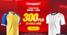 Superbet kod bonusowy – 300 zł bonus za gola Legii Warszawa w meczu z Motorem Lublin Superbet bonus: Motor Lublin - Legia Warszawa