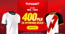 Superbet kod bonusowy – promocja 400 zł za wygraną Realu Madryt w meczu z Rayo Vallecano Superbet bonus: Real Madryt - Rayo Vallecano