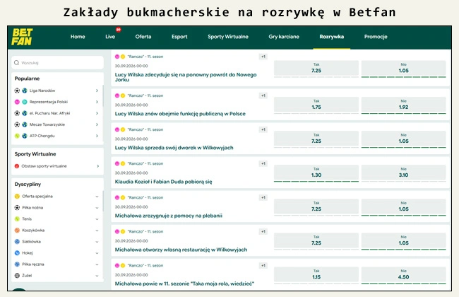 zakłady bukmacherskie na rozrywkę