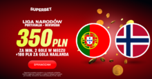 Superbet kod bonusowy – promocja 350 zł za min. 2 gole w meczu Portugalia – Norwegia + 100 zł za gola Haalanda Superbet bonus: Portugalia - Norwegia
